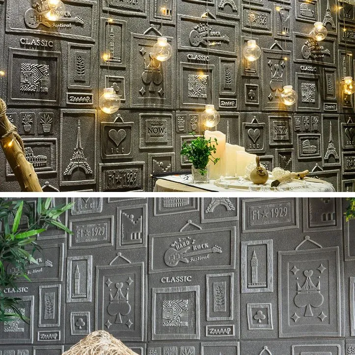Paneles de pared para interiores Panel de pared impermeable con impresión 3D, despegable y pegado Gris Clearhalo