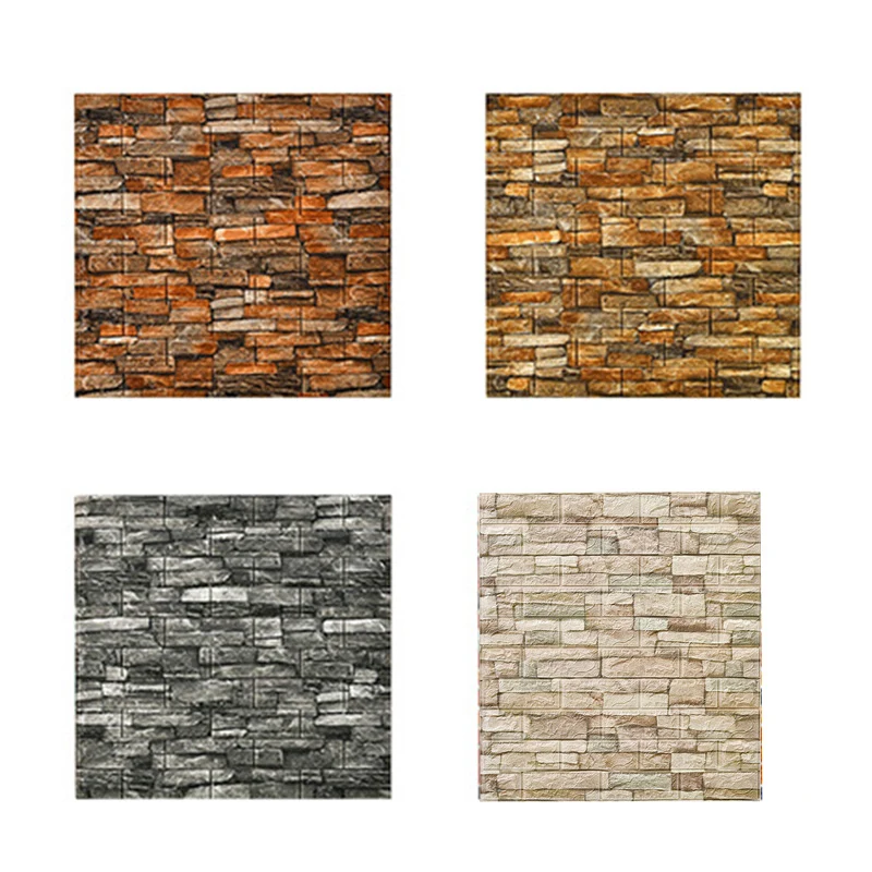 Paneles de pared para sala de estar de ladrillo 3D con tablones de pared de granja, juego de 2 Negro Clearhalo