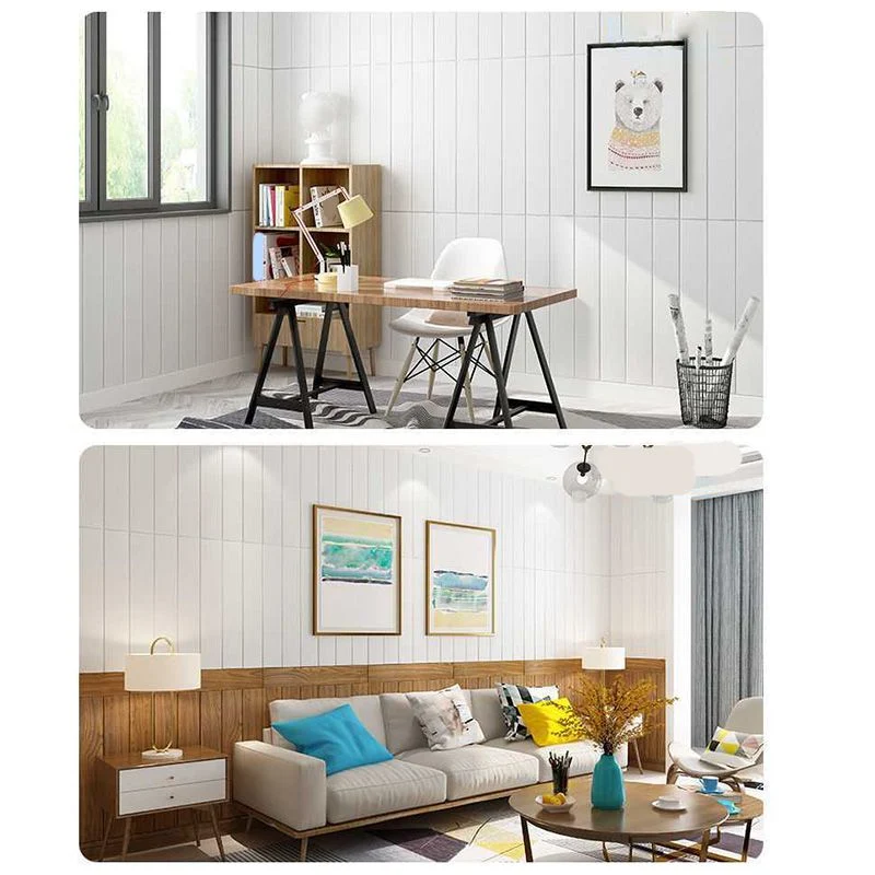 Paneles de pared para sala de estar Paneles de pared en relieve 3D despegables y pegados Blanco Clearhalo