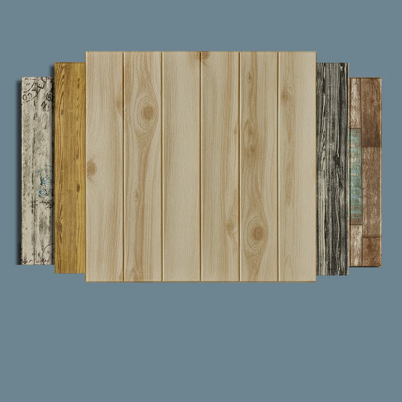 Paneles de pared de plástico Paneles de tablones de madera impermeables para pelar y pegar Turquesa Clearhalo