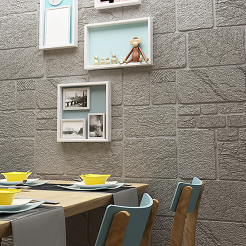 Paneles de Pvc modernos, tablón de sala de estar interior 3D de pared lisa, juego de 1 Gris Clearhalo