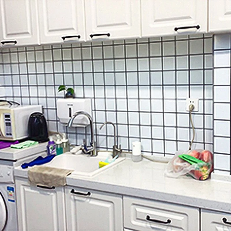 Papel pintado de azulejos de campo impermeable para pelar y pegar azulejo de pared con forma rectangular Marfil Clearhalo