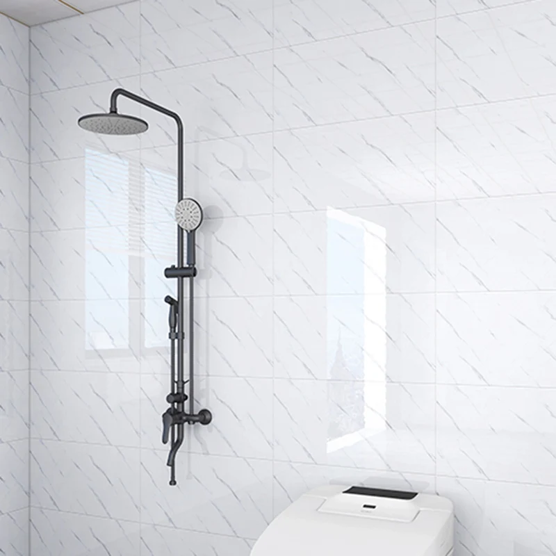 Papel pintado de estilo moderno Papel pintado de baño de un solo azulejo con forma rectangular Negro Clearhalo