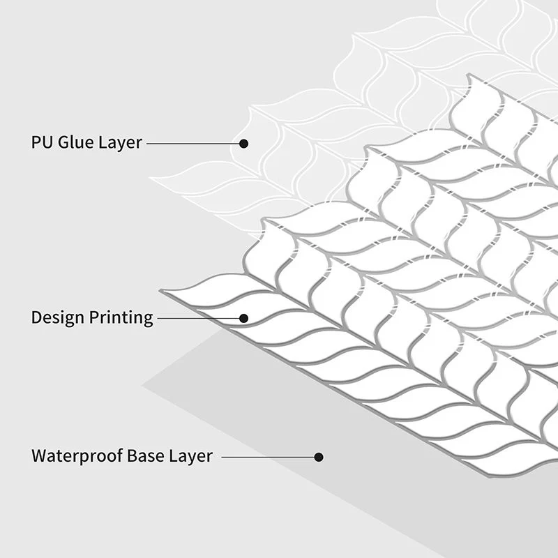 Papel pintado moderno contra salpicaduras, impresión 3D, azulejo contra salpicaduras para cocina Blanco Clearhalo