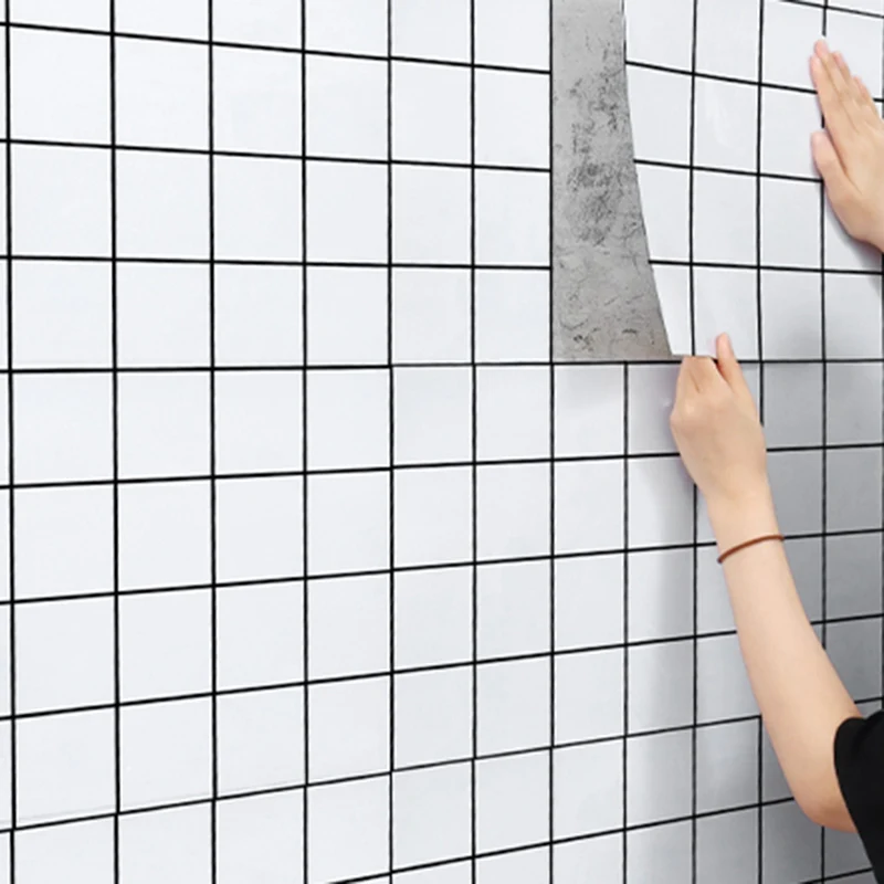 Papel pintado moderno para salpicaduras de cocina, azulejos impresos para salpicaduras de pelar y pegar Blanco Clearhalo