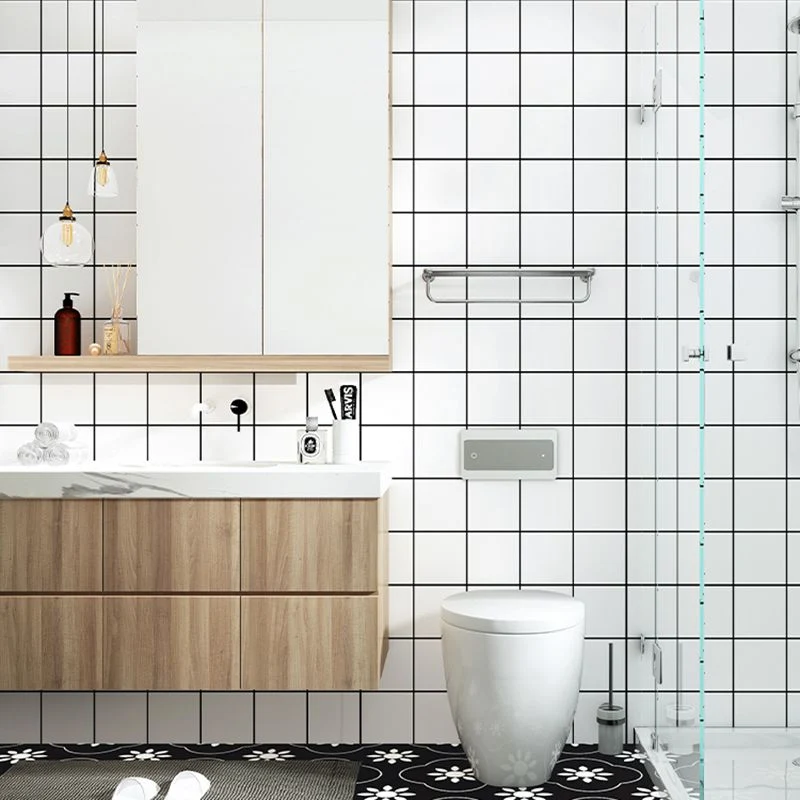 Papel pintado moderno para salpicaduras de cocina, azulejos impresos para salpicaduras de pelar y pegar Blanco Clearhalo