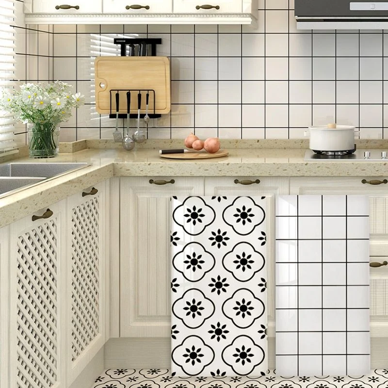 Papel pintado para salpicaduras de cocina moderna, azulejo de campo para despegar y pegar Negro Clearhalo