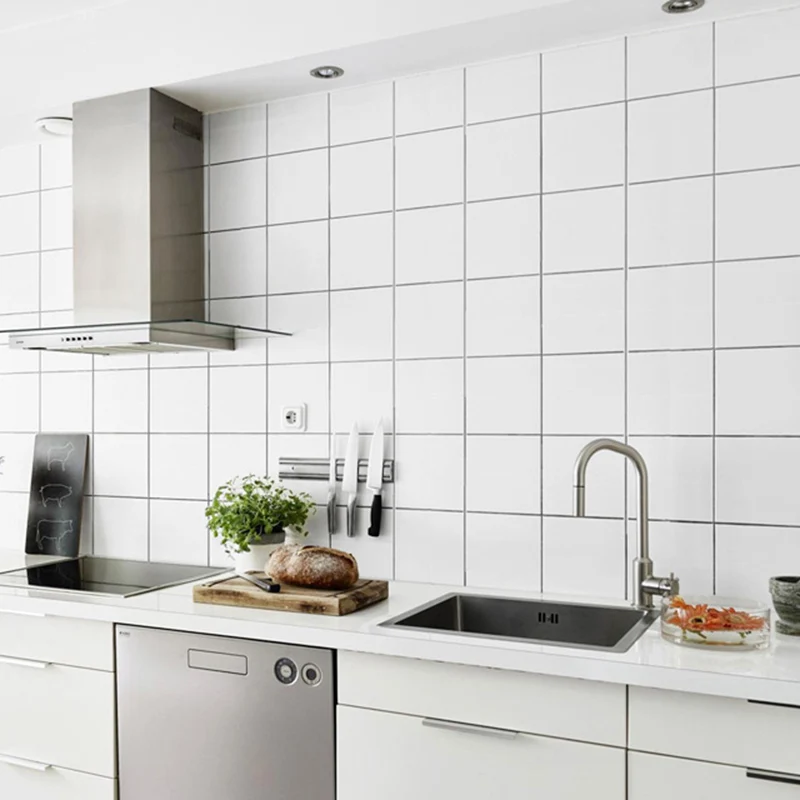 Papel pintado para salpicaduras de cocina moderno, azulejo para salpicaduras de pelar y pegar Gris Clearhalo