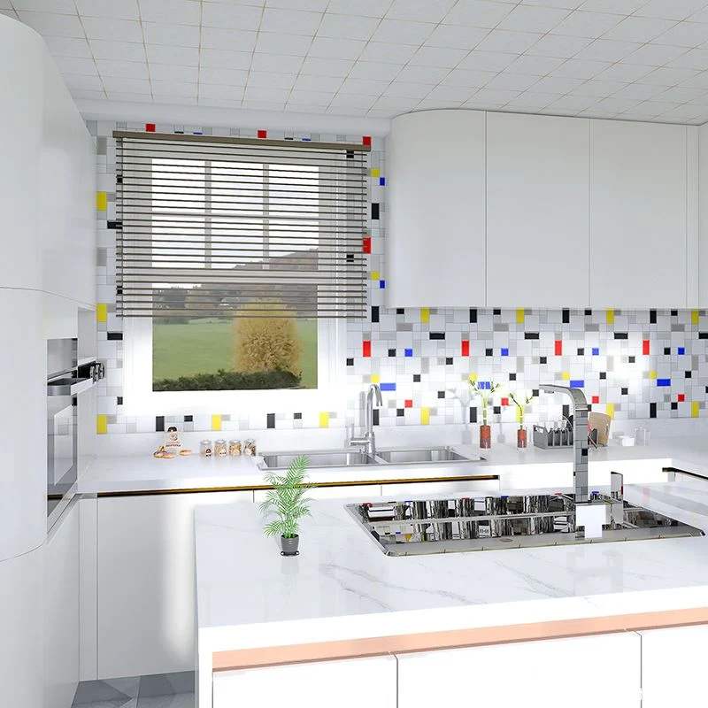 Papel pintado para salpicaduras de cocina moderno, despegar y pegar un solo azulejo Multicolor Clearhalo
