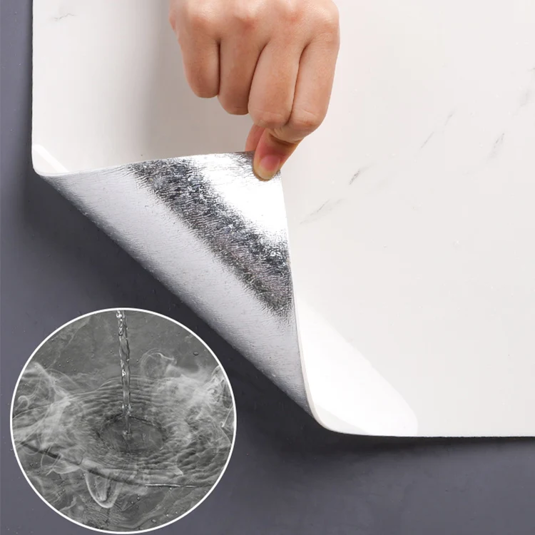 Papel pintado de plástico impermeable para azulejos de campo, despegable y pegado Blanco Clearhalo