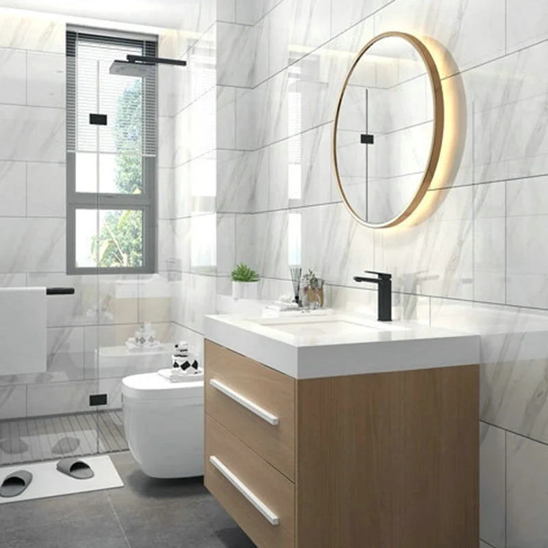 Papel pintado de un solo azulejo de estilo moderno Peel & Stick con resistente al agua Negro Clearhalo