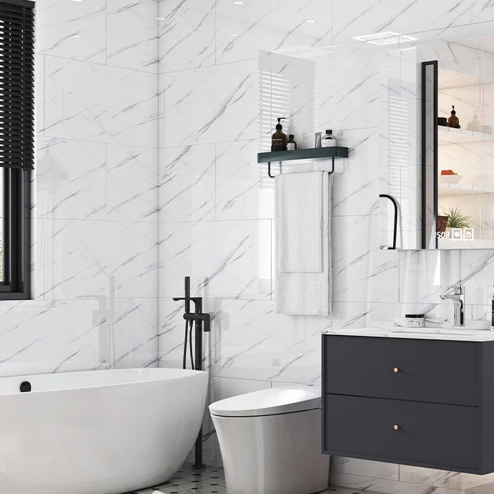 Papel tapiz moderno contra salpicaduras, azulejo de mosaico impermeable para despegar y pegar para baño Gris Clearhalo