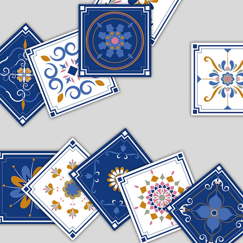 Papel tapiz de mosaico para salpicaduras de PVC, pelado y pegado, con forma cuadrada Azul Clearhalo