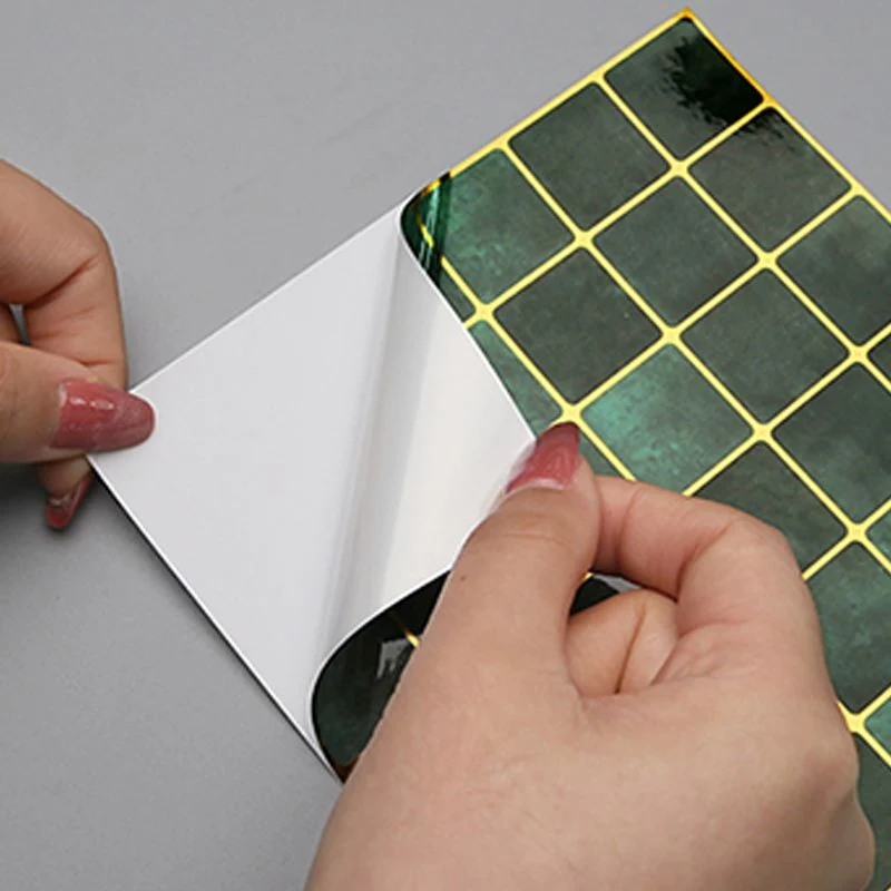 Papel tapiz de mosaico de PVC con forma cuadrada, protector contra salpicaduras para pelar y pegar Verde Clearhalo