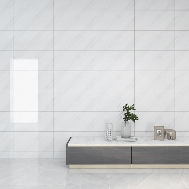Papel tapiz rectangular de PVC, azulejo moderno para pared contra salpicaduras, despegable y pegado Amarillo Clearhalo