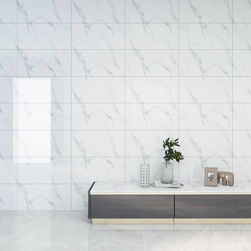 Papel tapiz rectangular de PVC, azulejo moderno para pared contra salpicaduras, despegable y pegado Amarillo Clearhalo