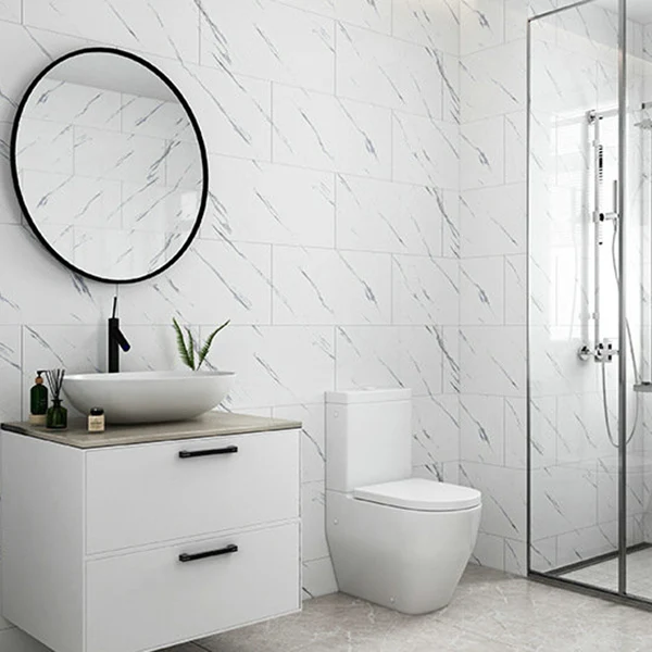 Papel tapiz de un solo azulejo Protector contra salpicaduras rectangular de PVC para despegar y pegar Blanco Clearhalo