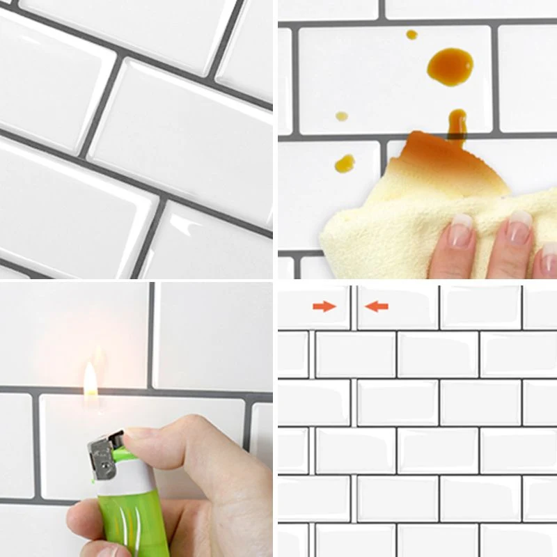 Peel & Stick Subway Tile Plástico resistente las manchas Peel & Stick Subway Tile, paquete de 5 Blanco Clearhalo