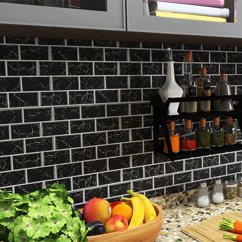 Peel & Stick Subway Tile Plástico resistente las manchas Peel & Stick Subway Tile, paquete de 5 Blanco Clearhalo