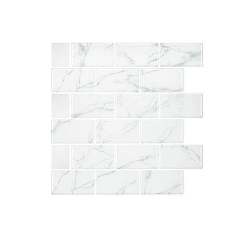 Peel & Stick Subway Tile Plástico resistente las manchas Peel & Stick Subway Tile, paquete de 5 Blanco Clearhalo