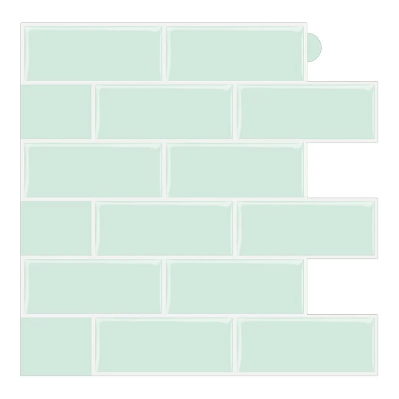 Peel & Stick Subway Tile PVC resistente las manchas Rectángulo Peel and Stick Tile para cocina Verde Clearhalo