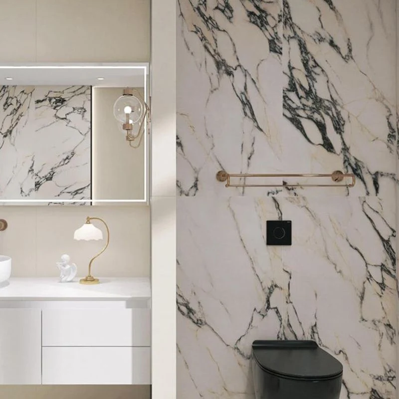 Piso de cerámica rectangular mate de borde recto y azulejo de pared Piso de baño con apariencia de mármol Negro Clearhalo