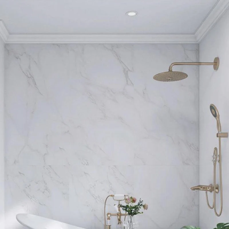 Piso de cerámica rectangular mate de borde recto y azulejo de pared Piso de baño con apariencia de mármol Negro Clearhalo