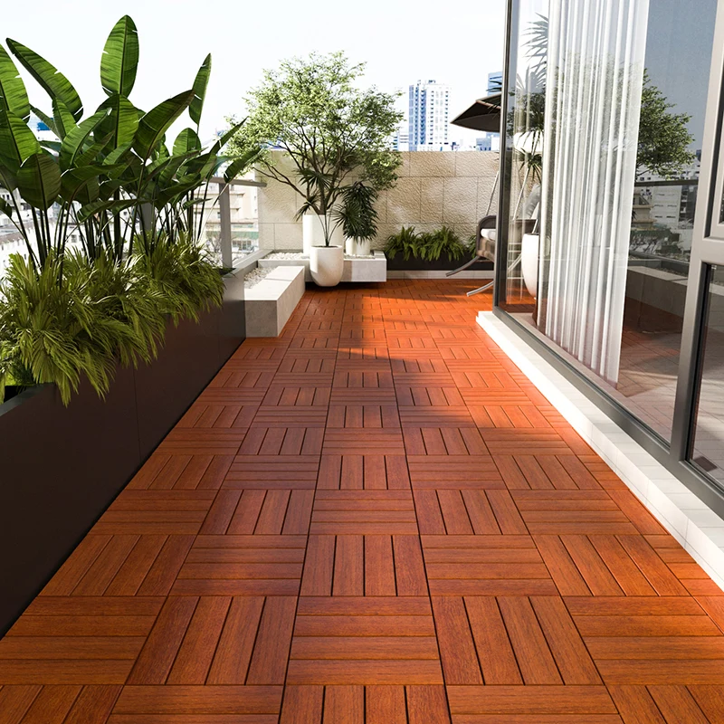 Piso laminado al aire libre Piso laminado compuesto de rayas resistentes rayones cuadrados de madera Clearhalo