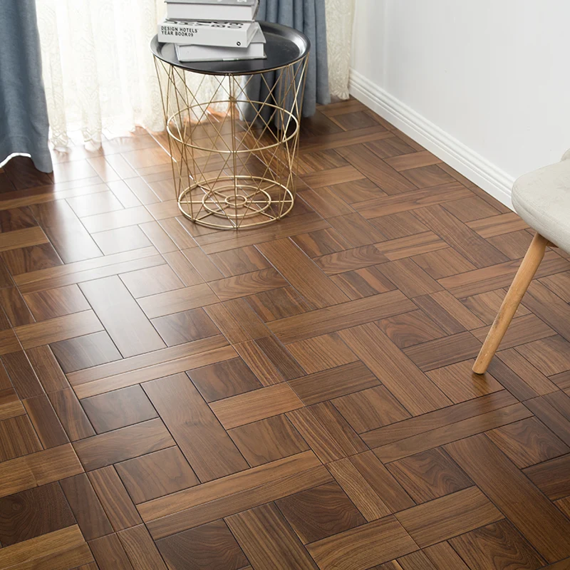 Piso laminado interior Piso laminado impermeable geométrico medio de madera de teca Beis Clearhalo