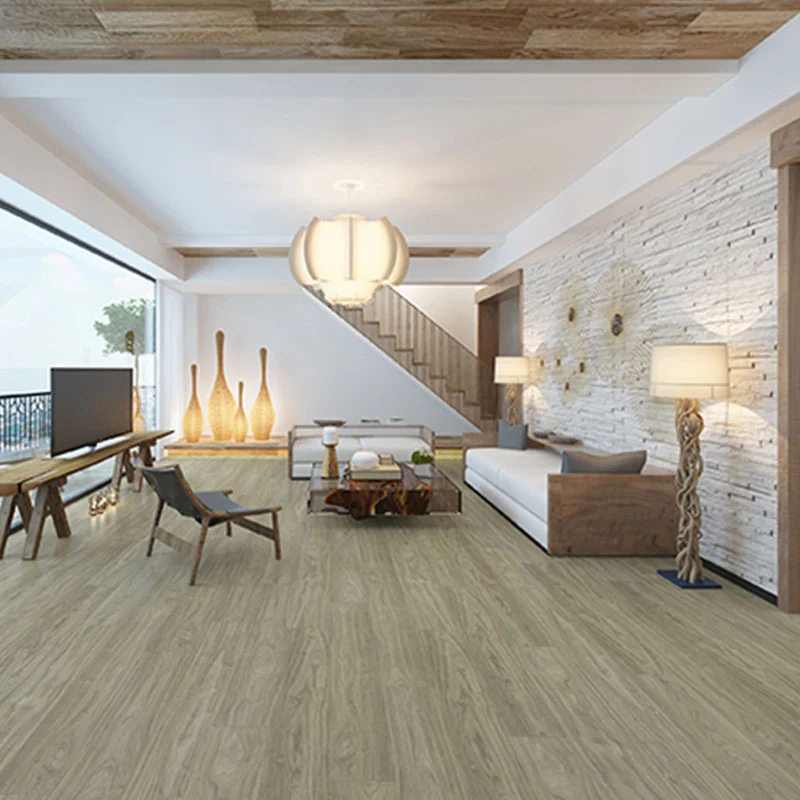 Piso laminado interior resistente los arañazos con textura rectangular con cerradura de clic de madera de pino laminado Cl...