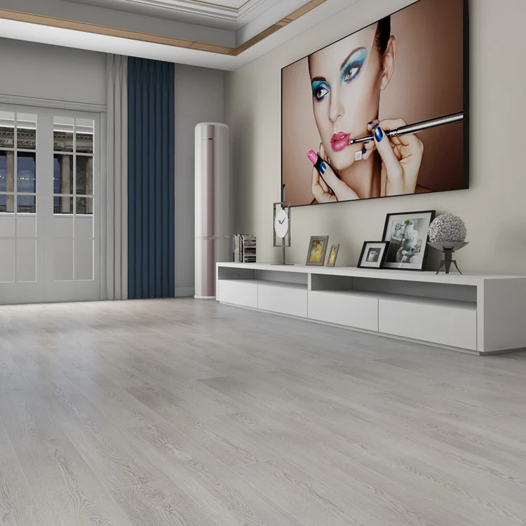 Piso laminado de madera maciza Laminado resistente al agua y los arañazos para el hogar Marron Clearhalo