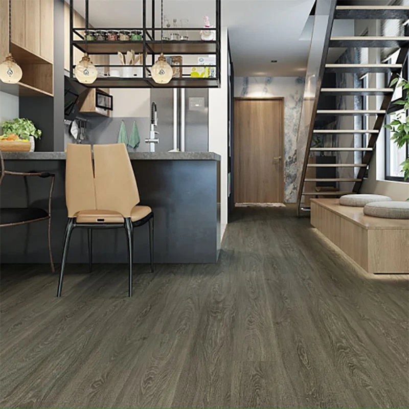 Piso laminado para sala de estar Piso laminado de fácil cuidado impermeable de madera Clearhalo
