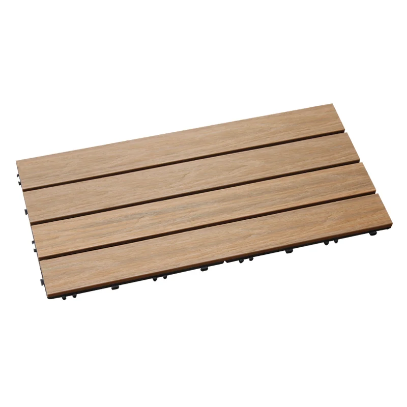 Piso de madera resistente al agua rectangular, baldosa de ingenierí suave para patio y jardín Marron Clearhalo