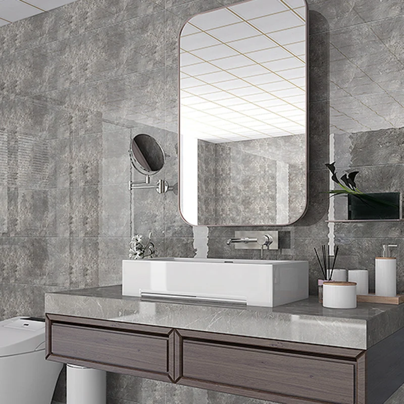 Placa para salpicaduras de un solo azulejo, despegable y adhesiva, para baño de estilo moderno Amarillo Clearhalo