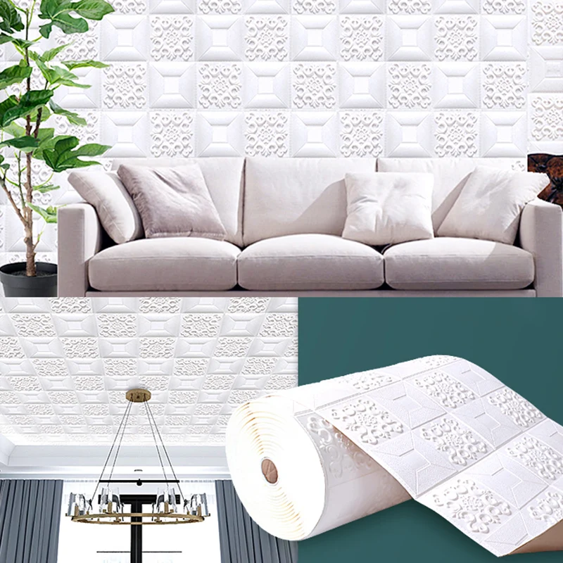 Placa de pared 3D, estilo moderno, minimalista, para el hogar, sala de estar Blanco Clearhalo