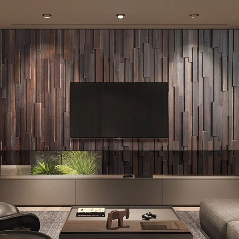 Placa de pared de madera, panel de pared de salón, hogar, moderno y sencillo (paquete de 1) Naturales Clearhalo