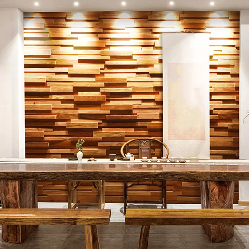 Placa de pared de madera, panel de pared de salón, hogar, moderno y sencillo (paquete de 1) Naturales Clearhalo