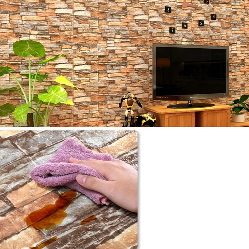 Placa de pared de piedra artificial Estilo industrial Panel de pared de salón para el hogar simple (10 piezas) Negro Clear...