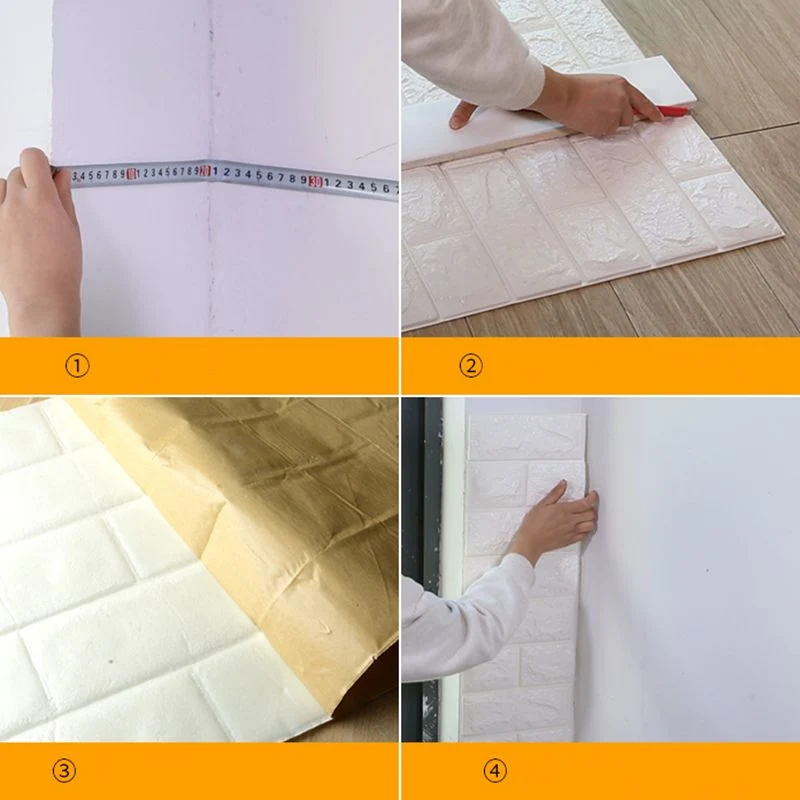 Revestimiento de madera interior impermeable autoadhesivo con relieve 3D de PVC moderno Amarillo Clearhalo