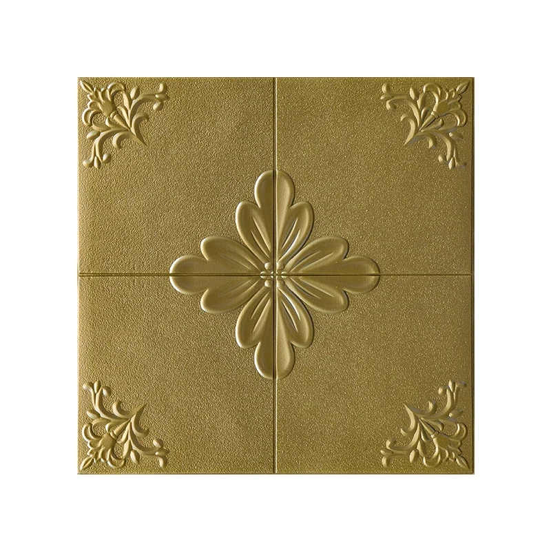 Revestimiento de pared para el hogar interior Panel de pared impermeable con estampado floral 3D Peel and Stick Oro Clearhalo