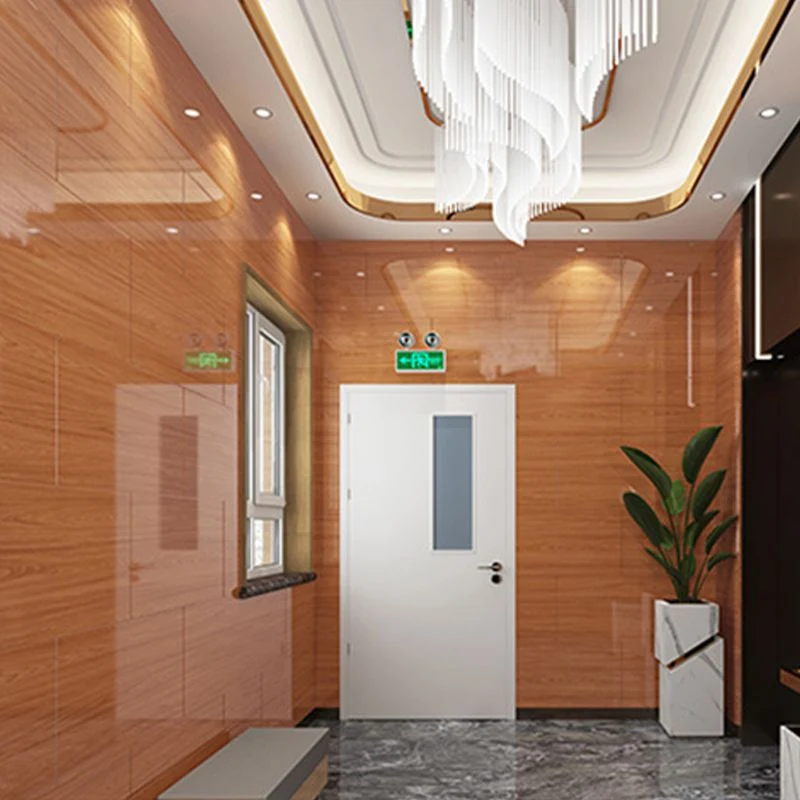 Revestimiento de pared de PVC rectangular resistente al agua revestimiento de paredes con efecto de madera para sala de es...