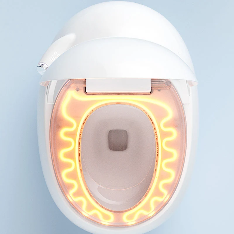 Sensor de pie resistente las manchas, contemporáneo, de cerámica blanca, redondo, inteligente Clearhalo