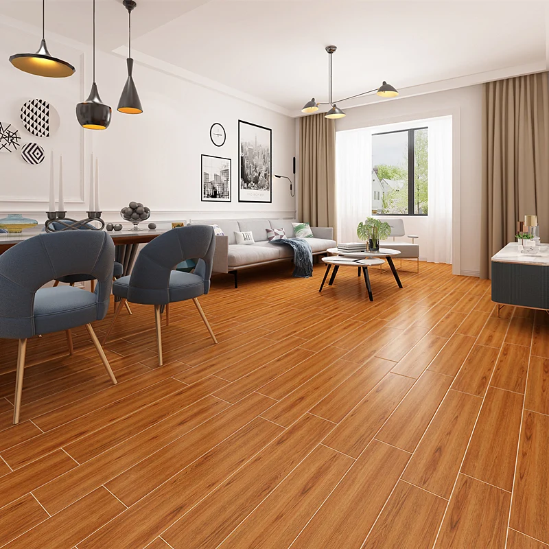 Singular rectangular del azulejo del modelo del grano de madera de color marrón oscuro para el salón Marron Clearhalo