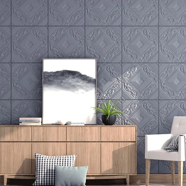 Tablero de techo de pared con impresión tridimensional, revestimiento de paneles contra salpicaduras de estaño moderno Bla...
