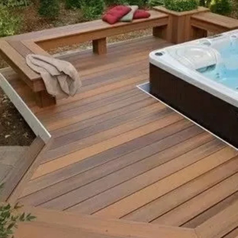 Tablón de cubierta de madera entrelazada con patrón de rayas, tablón de cubierta para suelo de exterior, paquete de 5 Clea...
