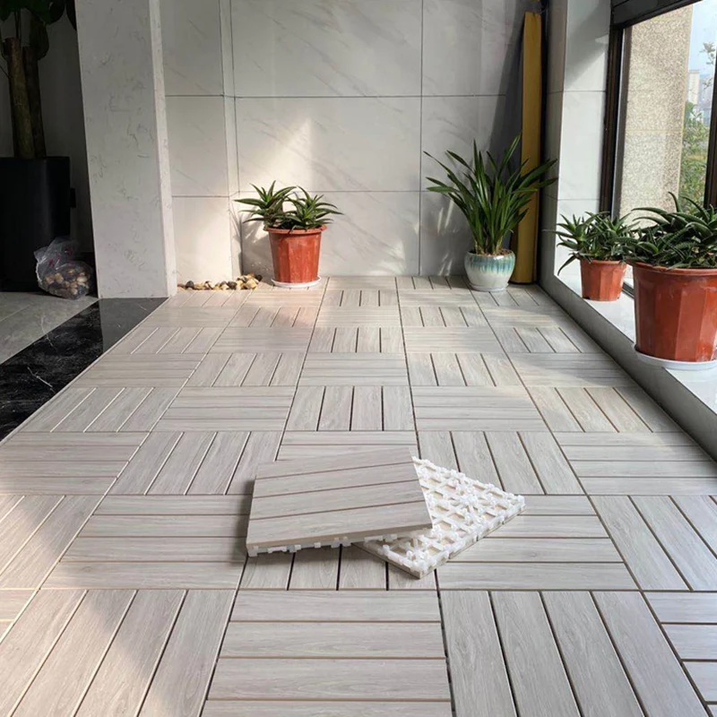 Tablón de cubierta resistente al agua cuadrado compuesto de rayas de patio de piso al aire libre Clearhalo