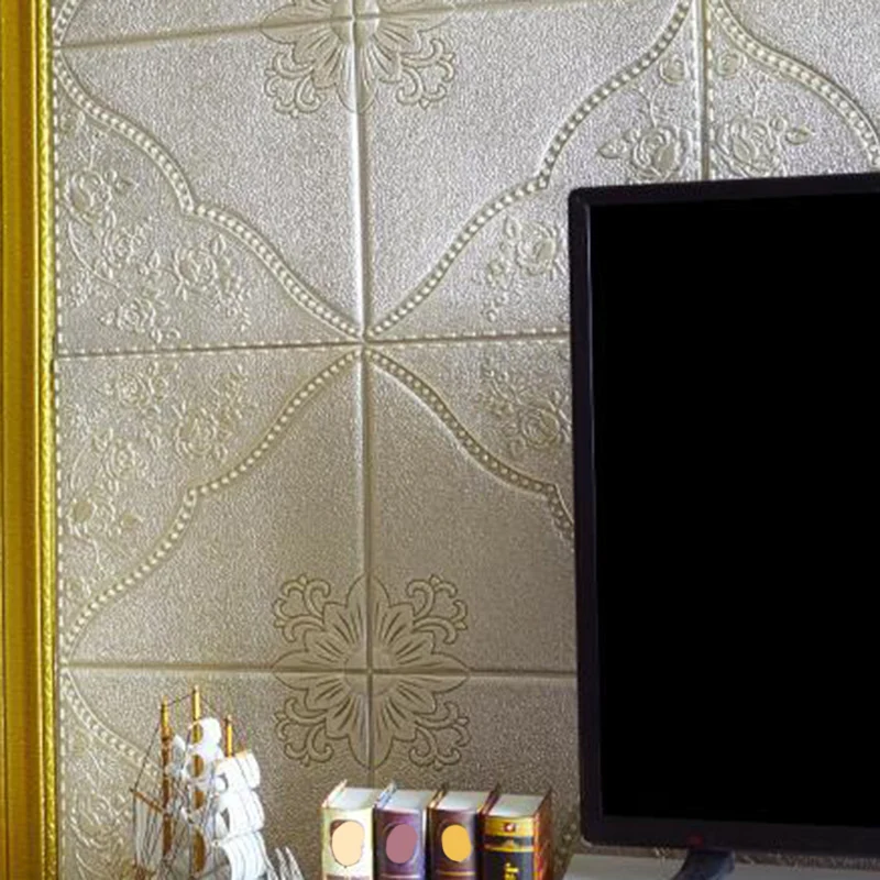 Tablón de pared industrial con impresión 3D, paneles de pared para sala de estar y baño, juego de 50 Oro Clearhalo