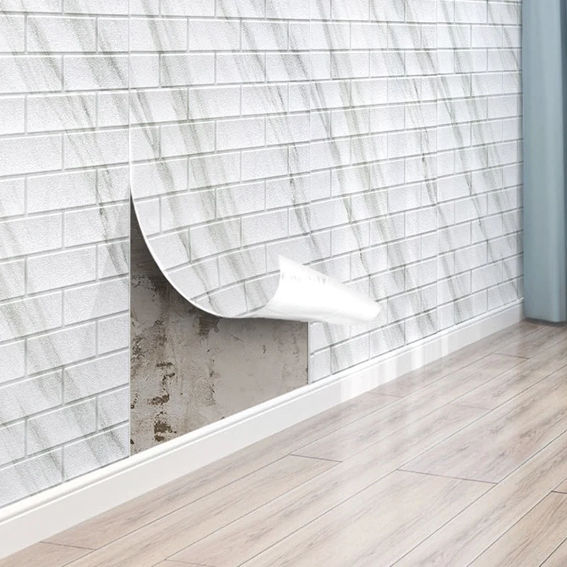 Tablón de pared industrial, paneles de pared de baño de ladrillo 3D, juego de 2 Blanco Clearhalo