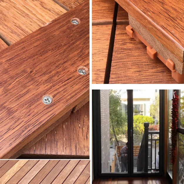 Tablón de suelo entrelazado de azulejos de madera para terrazas de patio al aire libre Clearhalo