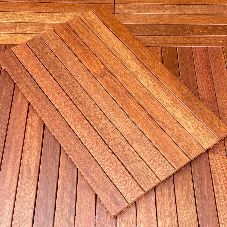 Tablón de suelo entrelazado de azulejos de madera para terrazas de patio al aire libre Clearhalo